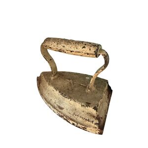Antique Cast Iron Clothes Iron with Distressed White Handle Unique Home Decor
